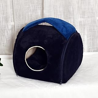 Cozy Cat Cube Cave Bed Self-Warming Pet Bed with Washable Cushion Pillow, Top Portable Handle, Pet Bed for Cats and Small Dogs Pet Tent Cave House Bed,45x45x45cm,Navy Blue
