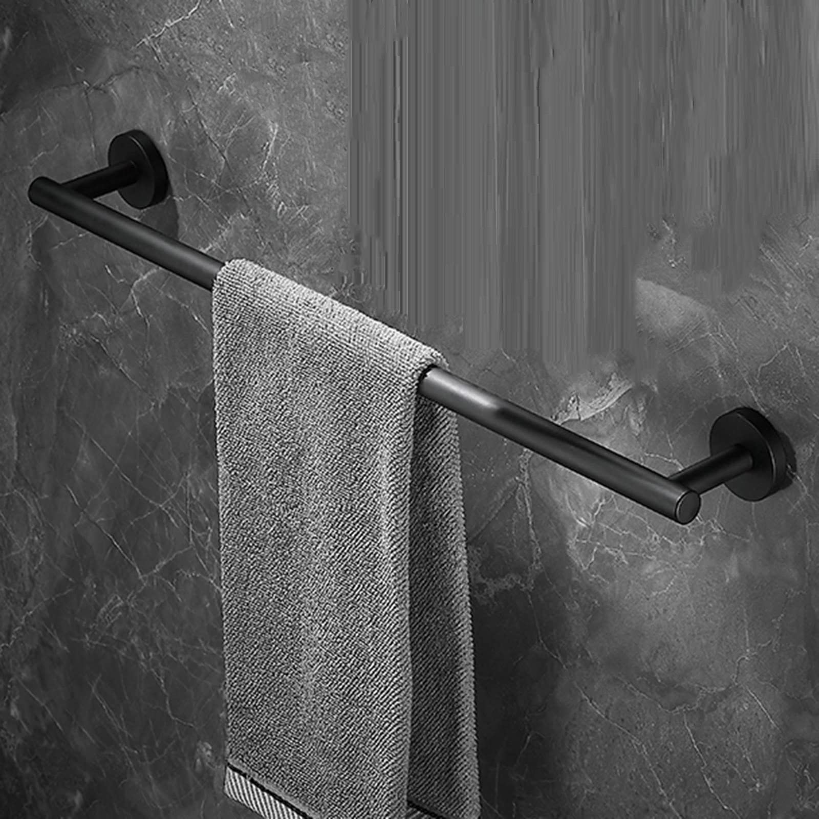Toallero para baño Toallero Negro Montado en la pared sin taladro Toallero Autoadhesivo de Acero inoxidable para baño, 40 cm