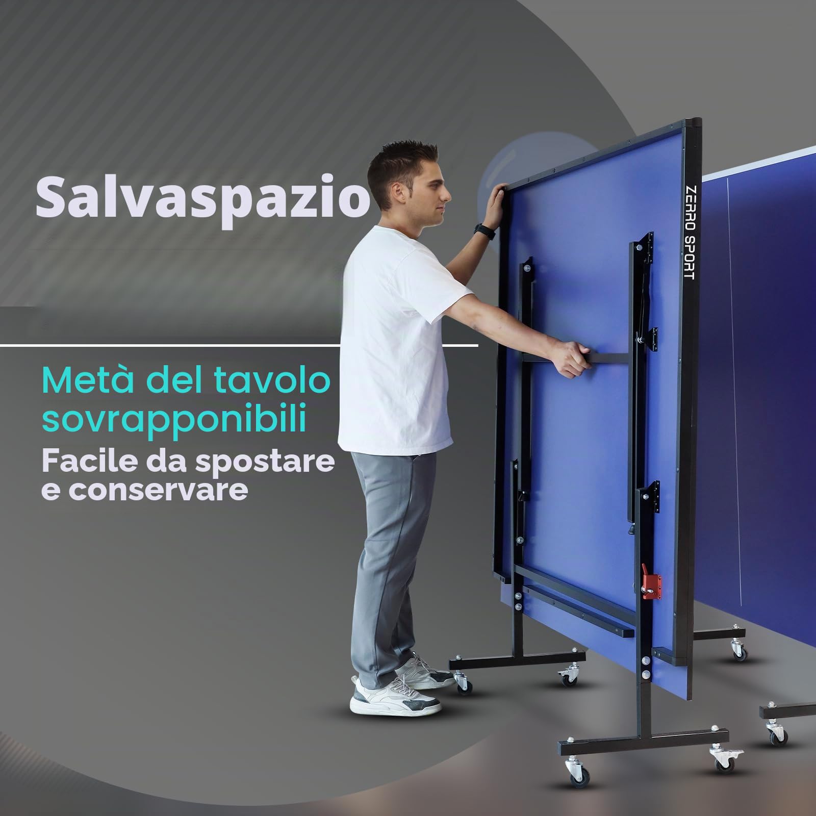 ZERRO Tavolo Ping Pong Pieghevole Interno, MDP spesso 15 mm, 274 * 152.5 * 76cm, Dimensioni Standard Internazionali, con Rete