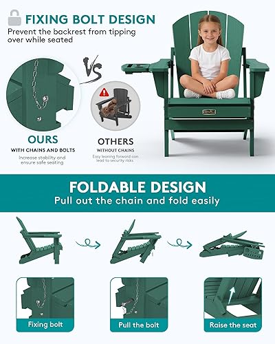 Miniatura 216 de SERWALL - Silla plegable Adirondack para patio, jardín, exterior, resistente a la intemperie, sillas para hoguera, color naranja