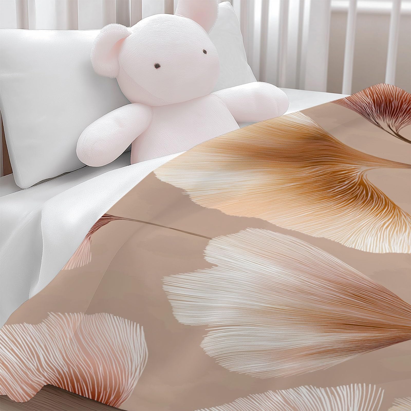 Genérico Manta de Franela de Forro Polar para Niños y Adultos 220 x 240 cm, Mantas para Sofa Estampado Exquisito Naturaleza Hoja De Ginkgo - Manta Crema Suave Cálida Transpirable Ligera