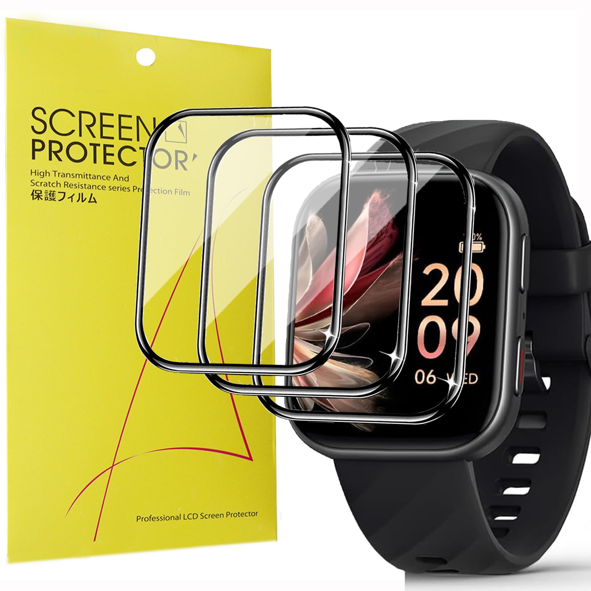 Lamshaw Compatible for FITVII Fitness Tracker Screen Protector, [3 Pack] 3D Full Coverage PET Soft Screen Protector Film Compatible for FITVII, MorePro HM57 1.85 Smart Watch 2024 (3 Pack)