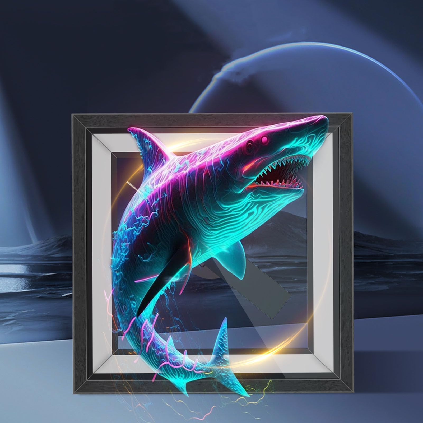 ASHATA 3D Holografischer Lüfter mit Abdeckung für Geschäftsanzeige