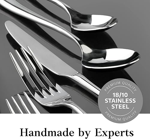 Miniatura 9 de Artaste 56525 Rain II - Juego de cubiertos forjados de acero inoxidable 1810, 20 piezas, servicio para 4, color plateado