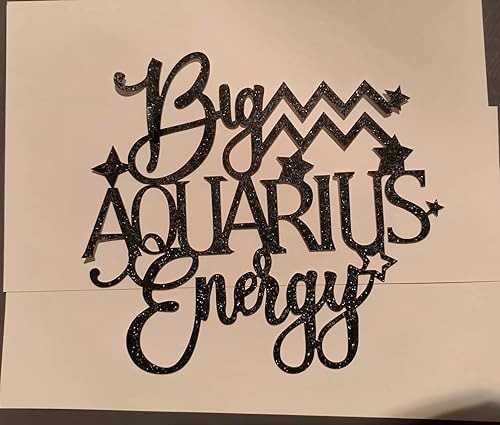 Miniatura 5 de Big Aquarius Energy Cake Topper, Feliz Cumpleaños Acuario en Enero Febrero, Temporada de Acuario, 12 Constelaciones del Zodiaco Tema Decoración de