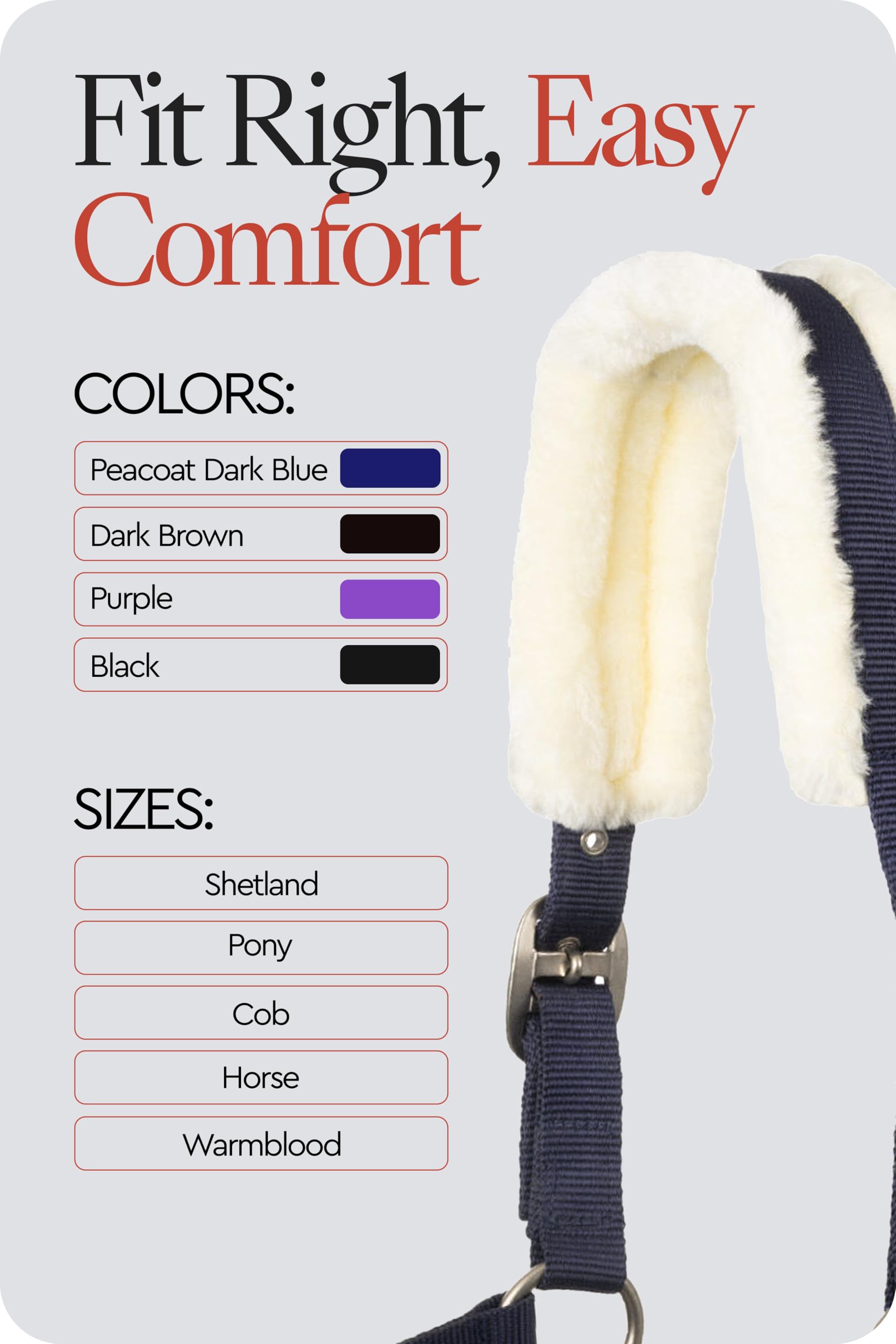 HORZE Pferde Halfter Howard aus Fleece, Halfter für Pferde und Pony, verstellbar, Blau, P