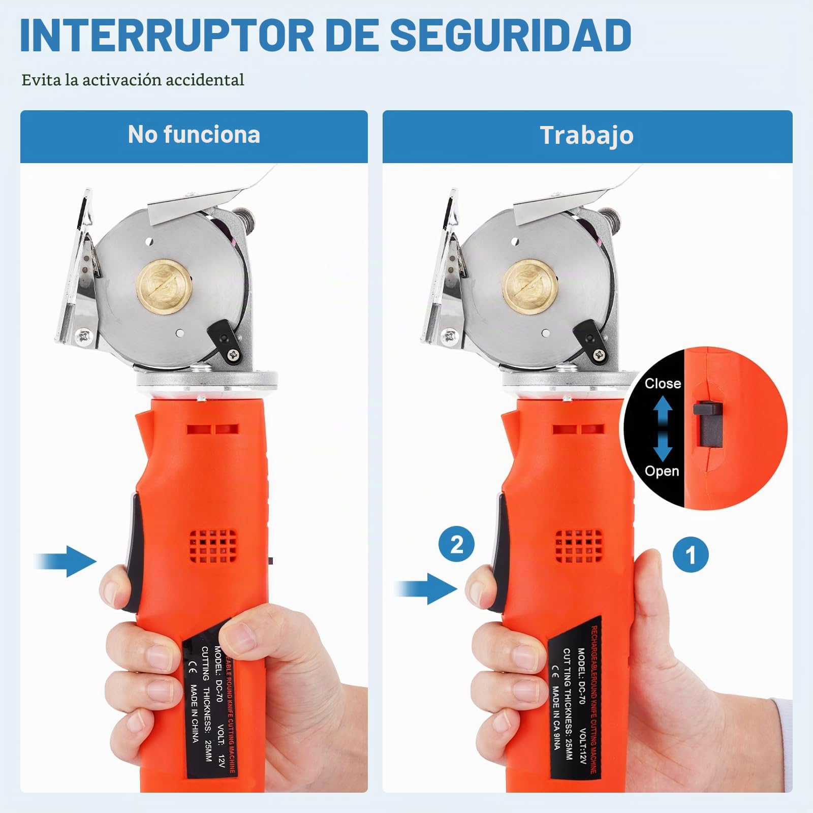 MXBAOHENG Cortador de Tela Industrial Inalámbricas con 2 Batería 2 Cuchillas Tijeras Electricas para Tela 25mm Grosor Máximo de Corte