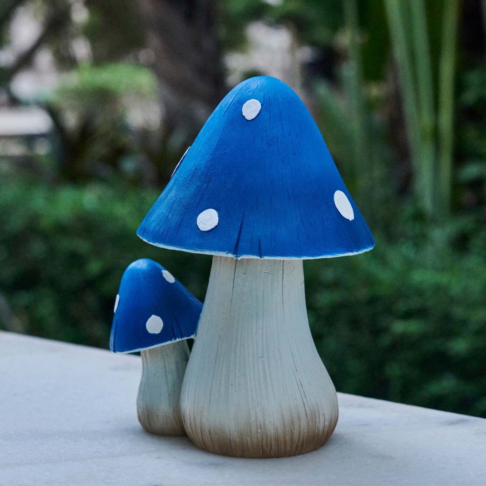 Dekoracja grzybowa bajkowe akcesoria ogrodowe – dekoracja ogrodowa na zewnątrz grzyby ozdoba do dekoracji ogrodu ulubione posągi grzybowe krasnala (20 cm niebieski)