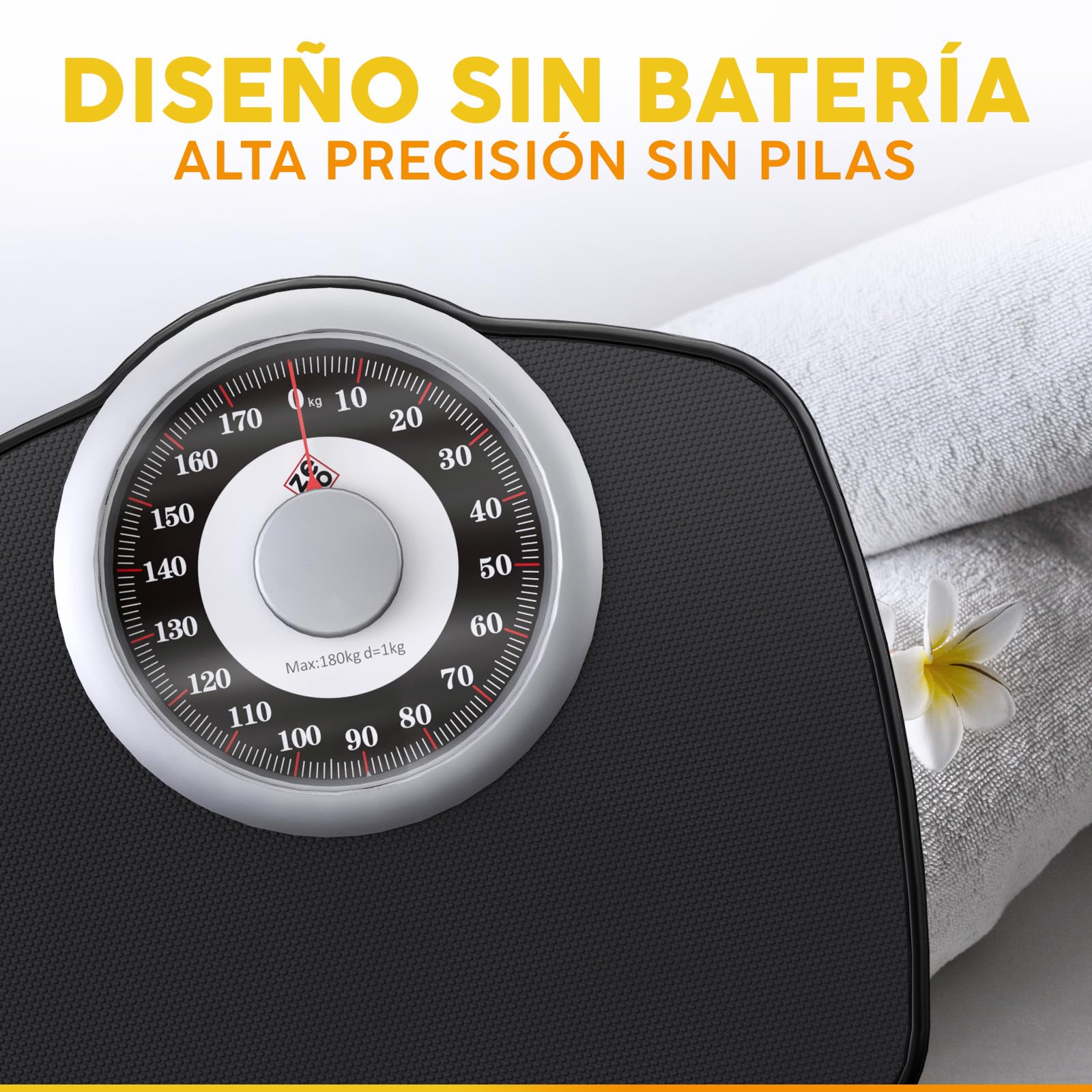 Zeno A25 Báscula Para Peso Corporal - Hasta 180 KG - Esfera de 5,3” en Plataforma de 31x30 CM - Superficie de Goma Antideslizante - Báscula de Baño Analógica - Duradera Con Garantía de 20 Años
