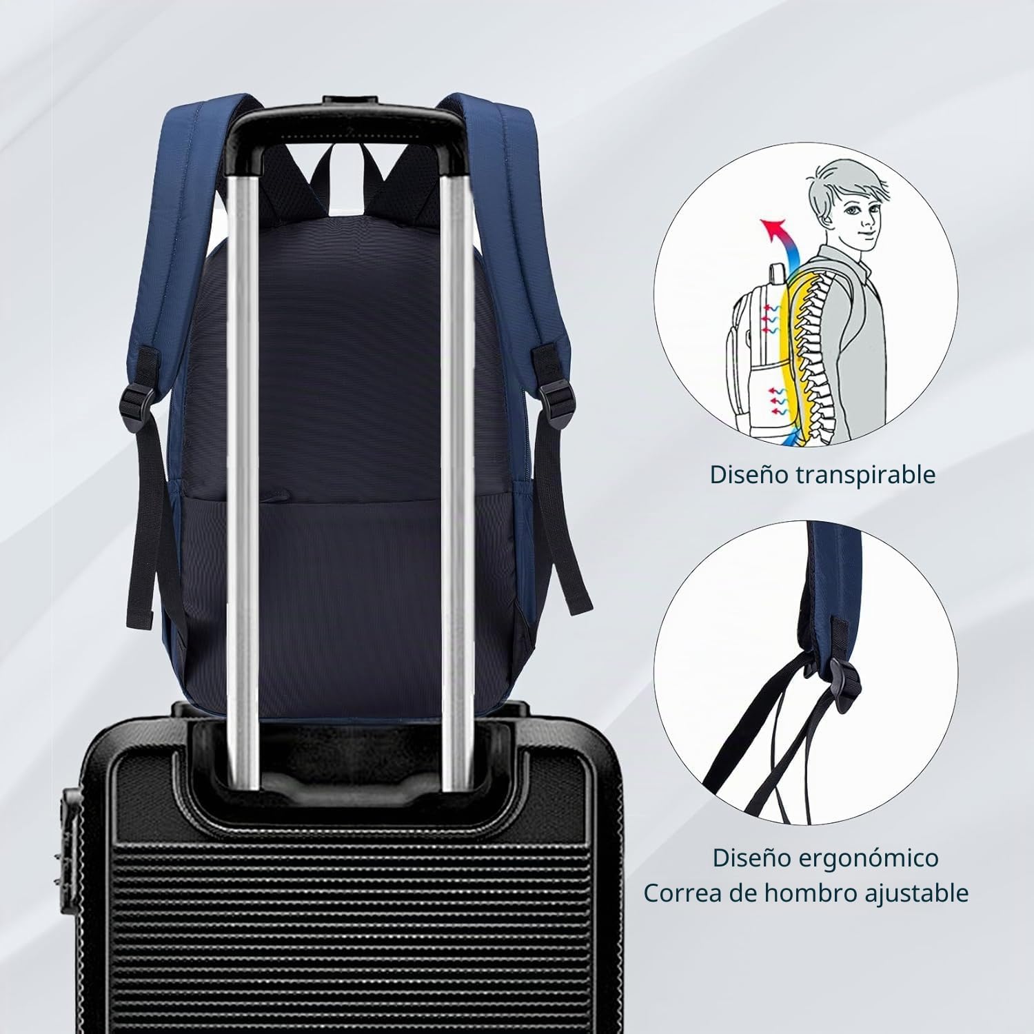 40x30x15cm British Airways Wizzair Eurowings Mochila Viaje Cabina Avion Vueling, Impermeable Nylon Mochilas de Viaje para Avion Mochila Portatil 14 Pulgadas con Compartimento para Ordenador
