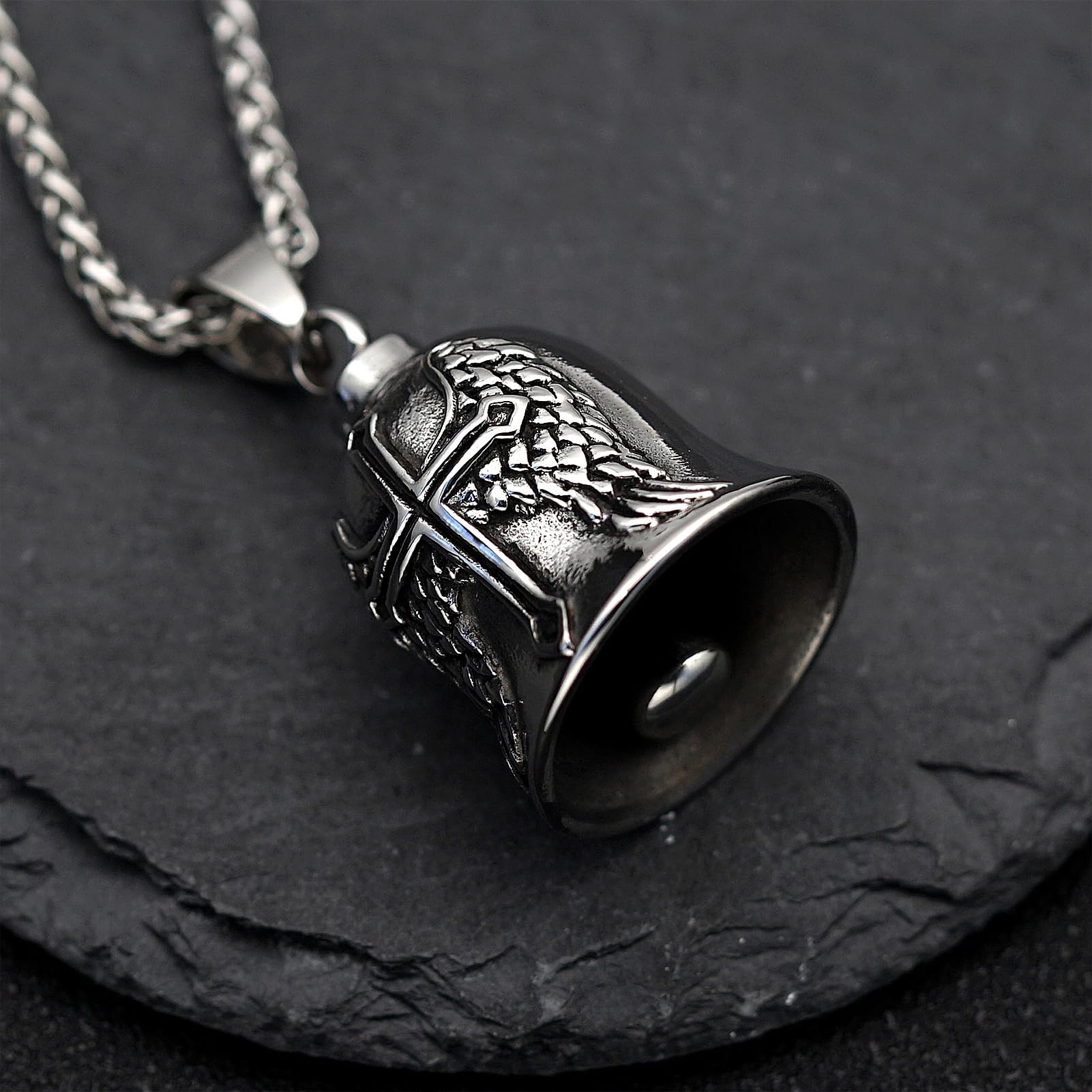 Biker Guardian Bell - brelok ze stali nierdzewnej Lucky Charm - dzwonek ochronny dla motocyklistów i rowerzystów - czerwony olej, motyw anioła