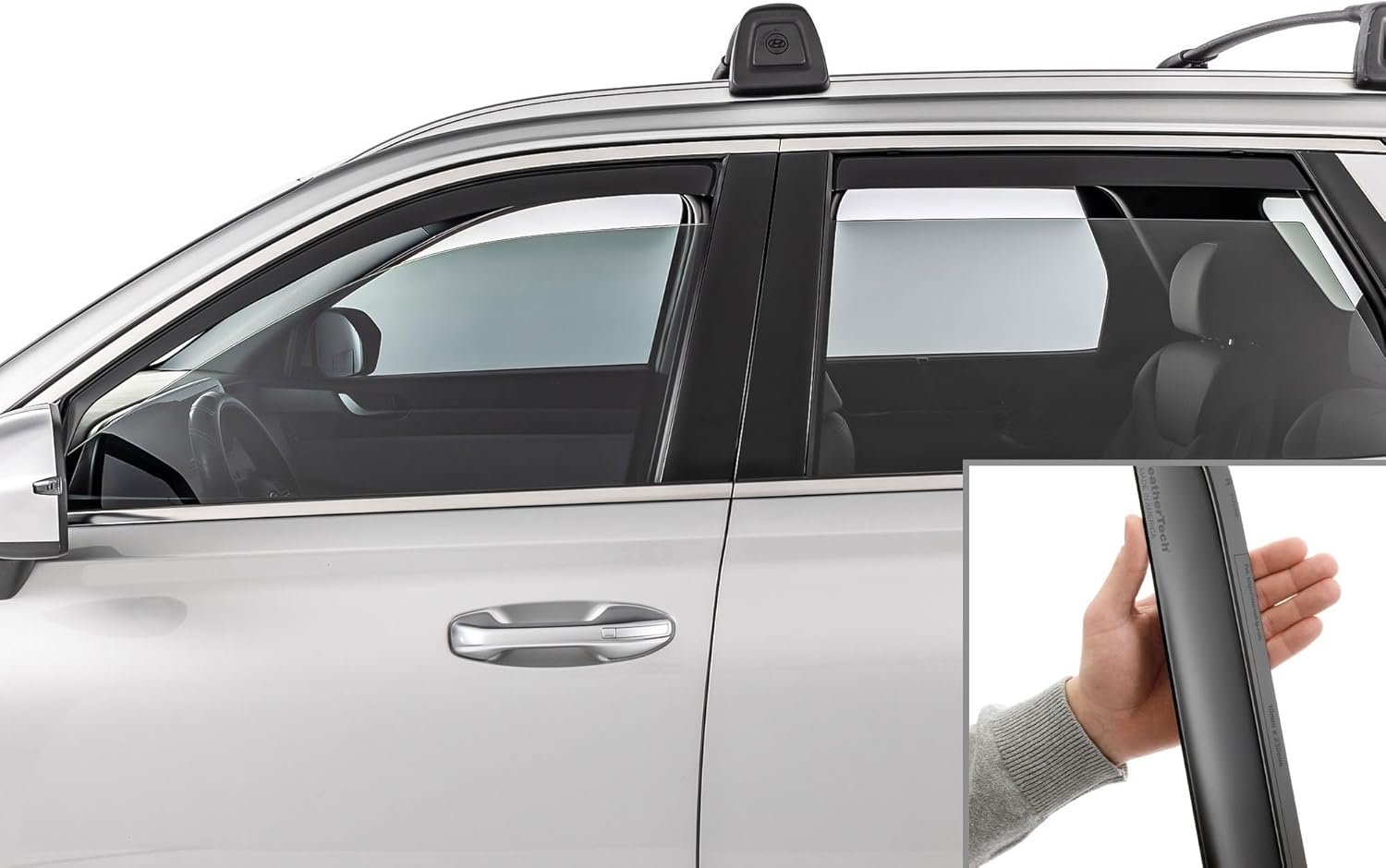 WeatherTech Custom Fit Side Window Deflectors for Hyundai Palisade (82972IM), Dark Tint