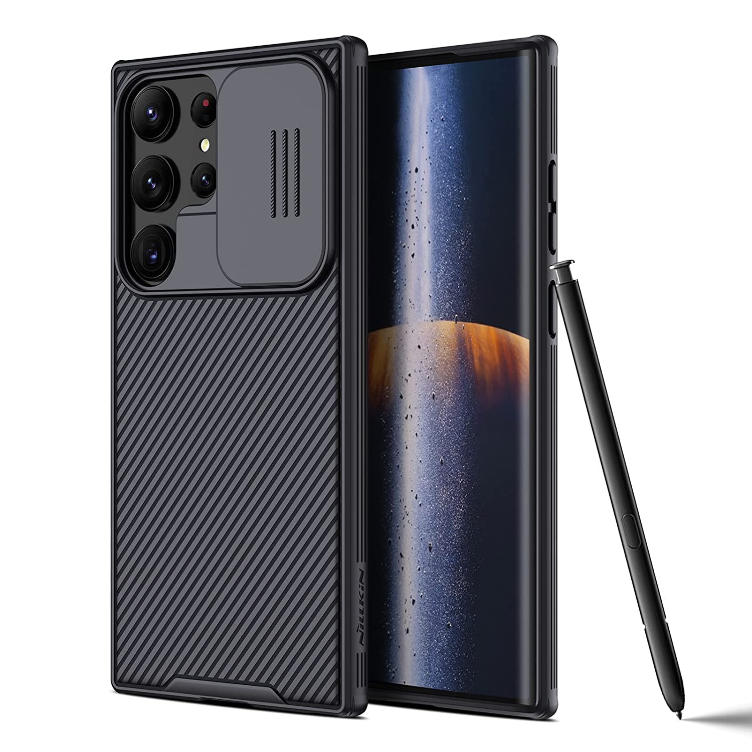 Zubitech Samsung Galaxy S23 Ultra Case Cover Camsheild Pro Case With Slide Camera Lens Protection PC Back & TPU Frame Bumper Protection Compatible for Samsung Galaxy S23 Ultra (Black)