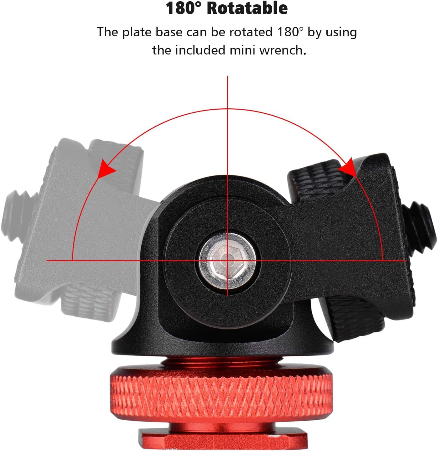 Mini Ball Head, Andoer Camera Monitor Mount Mini Ball Head con Adaptador de Zapata fría para Monitor de luz de Video LED | Con adaptador de zapata fría de 1/4 pulgadas para monitor de luz de video LED