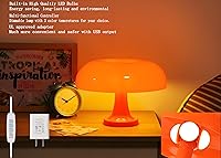 Vista 4 de Orange Mushroom Lamp Dimmable Mushroom Table Lamp with 3 Lighting Modes Plug Donut 70s Retro Mid Century Lamp for Room Aesthetic Modern Lighting for