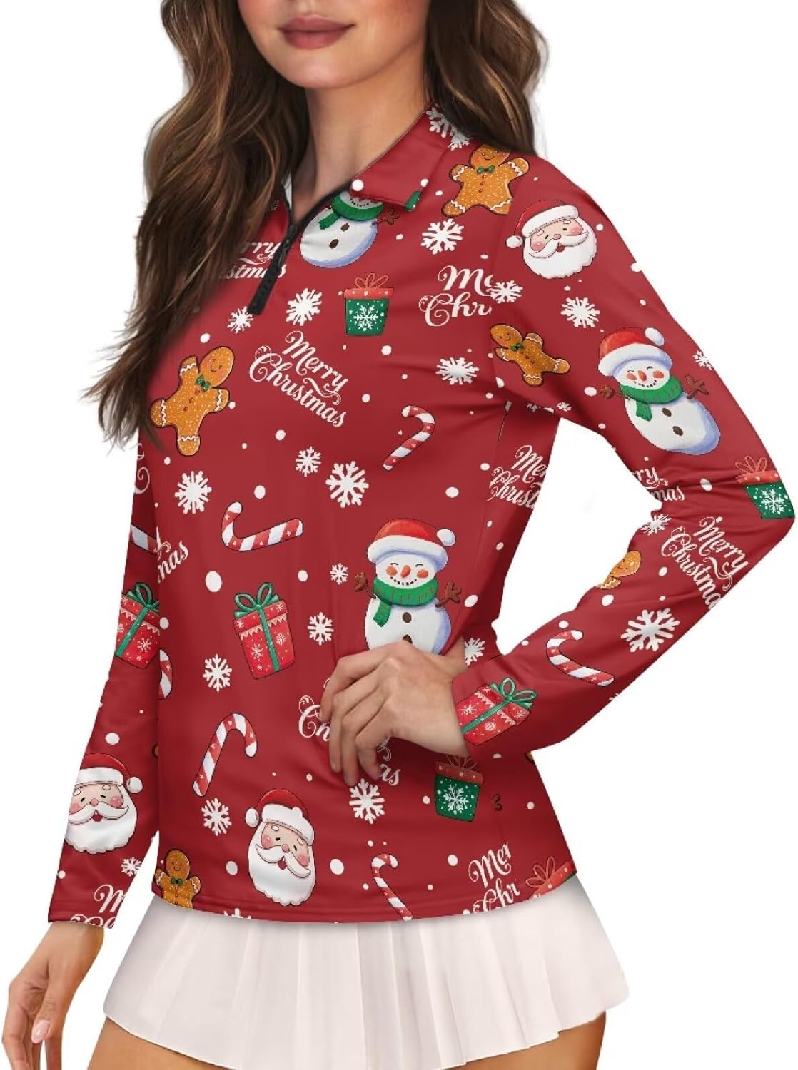 GULANGYU Women’s Golf Shirt Long Sleeve Christmas Shirt for Women, Workout Pullovers Athletic Clothes for Outdoor Sports