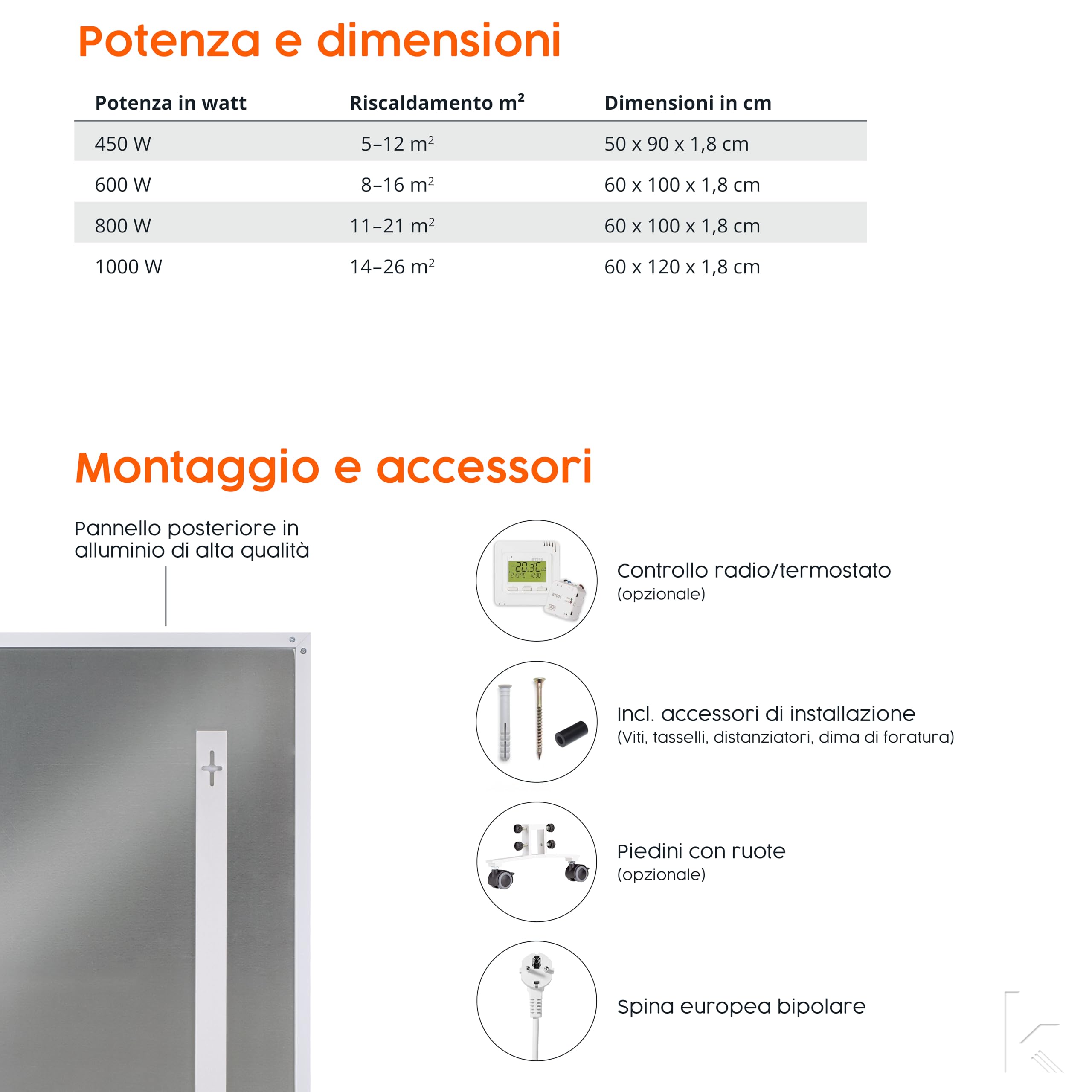 Könighaus pannello IR LED da soffitto – 1000 W – 2 in 1