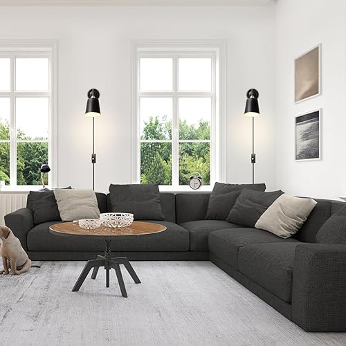 Miniatura 3 de Lámpara de pared enchufable, moderna lámpara de pared giratoria con cable de interruptor de encendidoapagado para cabecero, dormitorio, sala de