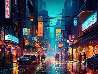 Japanese Anime Tokyo Neon Streets Japan City (2) 5D Adult Diamond Art,DIY Diamond Art Painting Kits for Home Decor Canvas 11.7x15.7inch/30x40cm