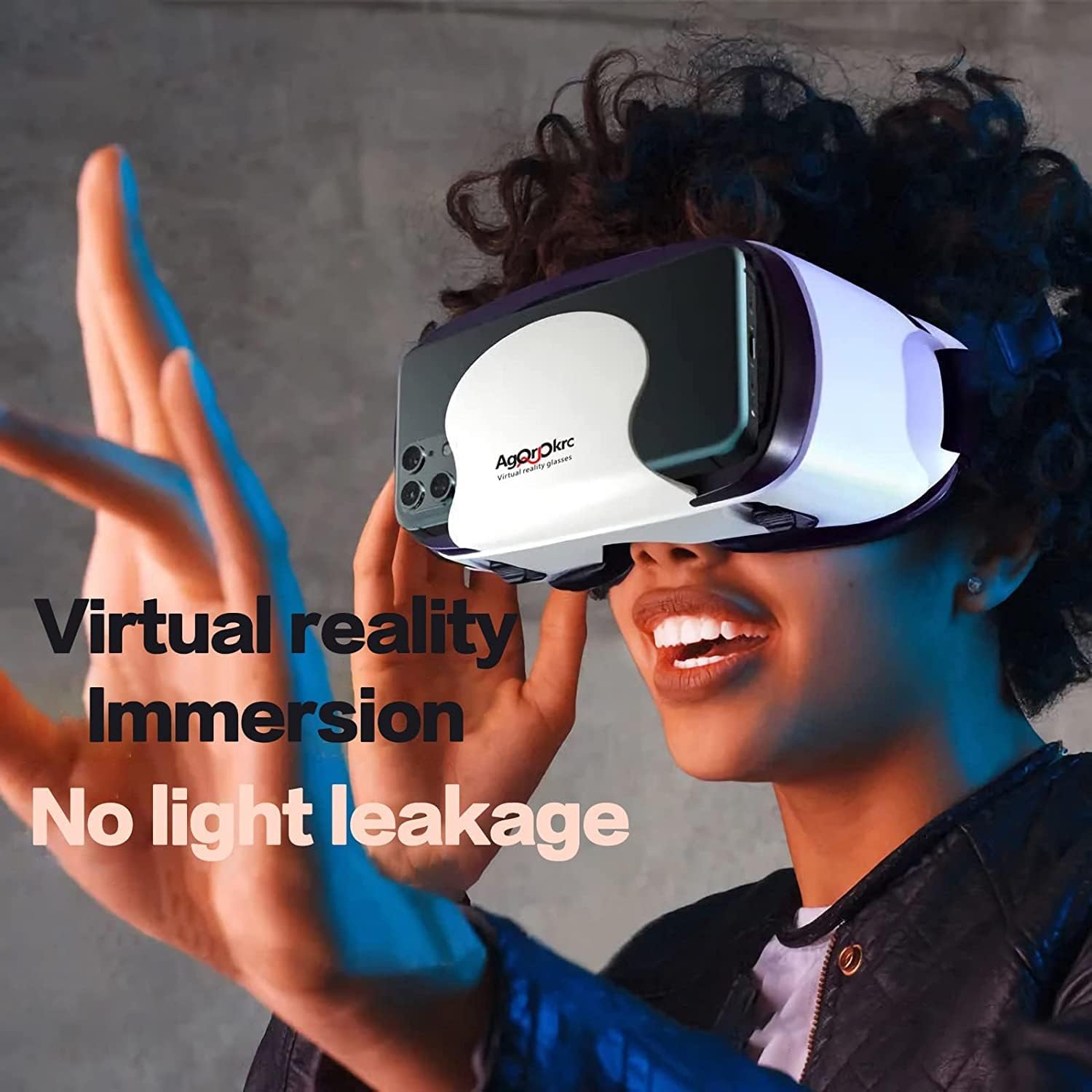 VR Headset with Controller Adjustable 3D VR Glasses Virtual Reality Headset HD Blu-ray Eye Protected Support 57 Inch for PhoneAndroid White