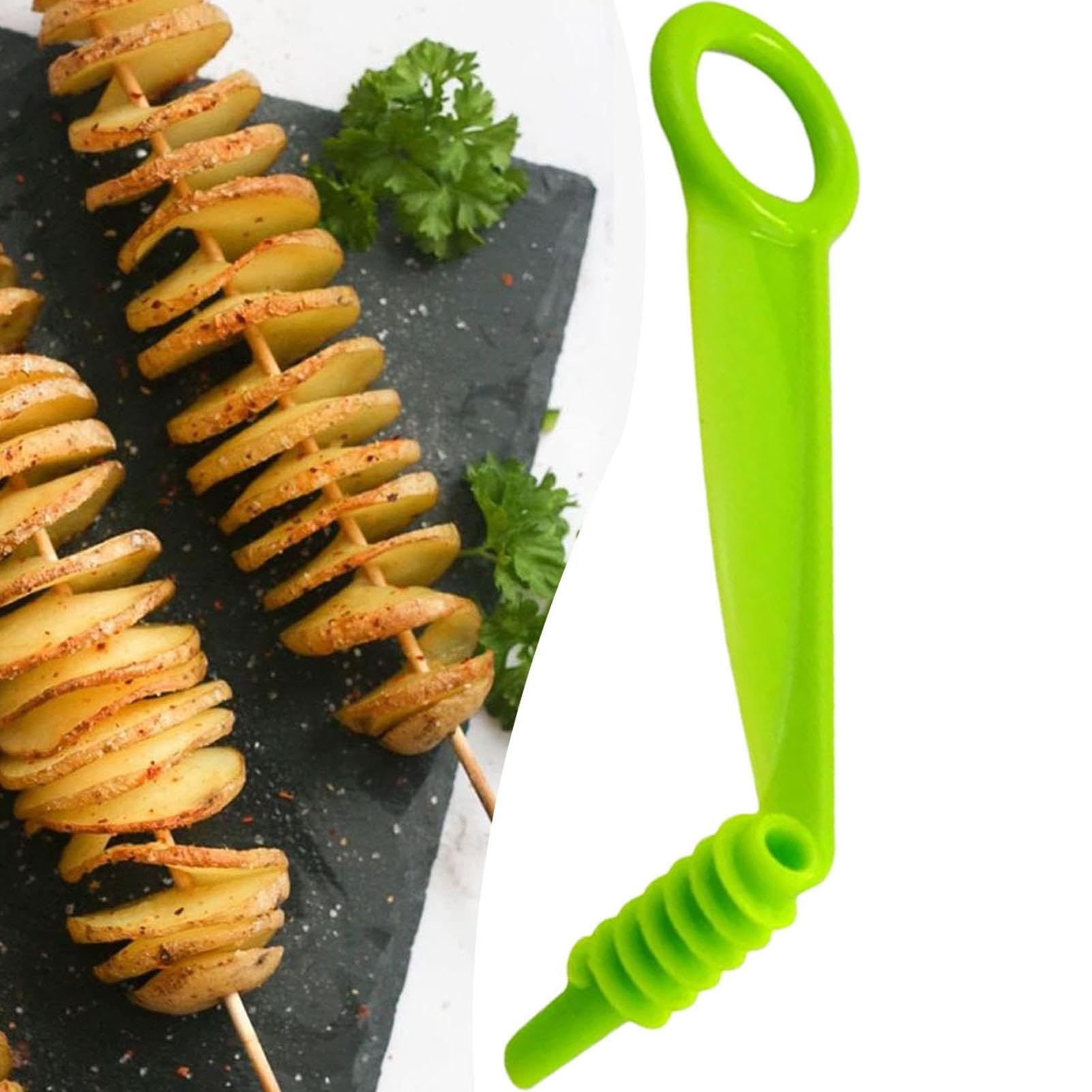 Hihey Creatief groentespiraalmes, snijgereedschap, aardappel, wortel, komkommer, salade, chopper, handmatige spiraal, schroef, snijder, spiralizer