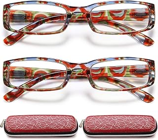 Reading Glasses Womens Blue Light Blocking - 2 Pack Lightweight Computer Readers +1.0 Glare Blocking Ladies Fashion Eyeglass
