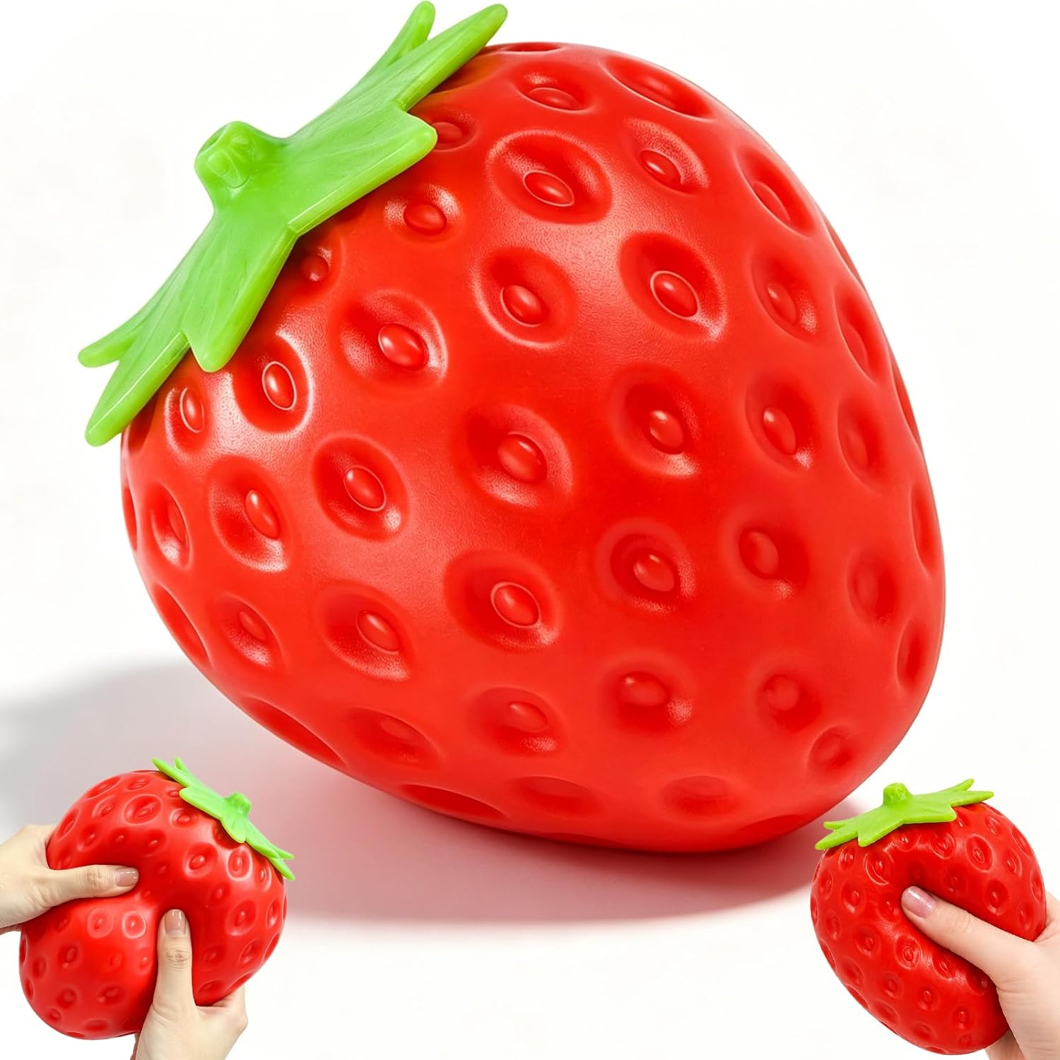 Strawberry Squishy, Jumbo Squeeze Toy Strawberry Fruit Squishy, Slow-Rising Fidget Sensory Giant Stress Ball for Adults, Stress Anxiety Party Favor