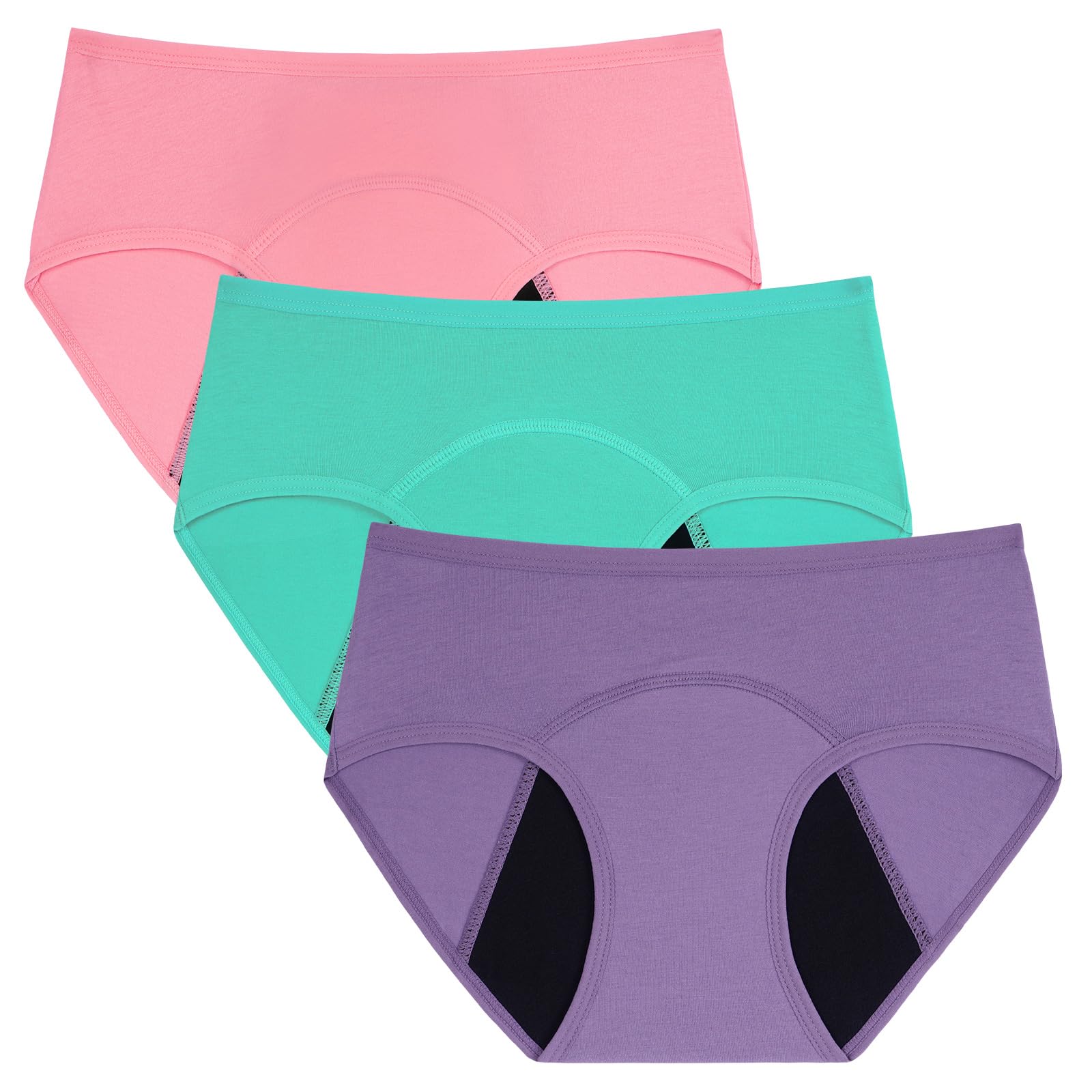 INNERSY Perioden Unterwäsche Mädchen Baumwolle Unterhosen Auslaufsicher Menstruation Slip 3er Pack