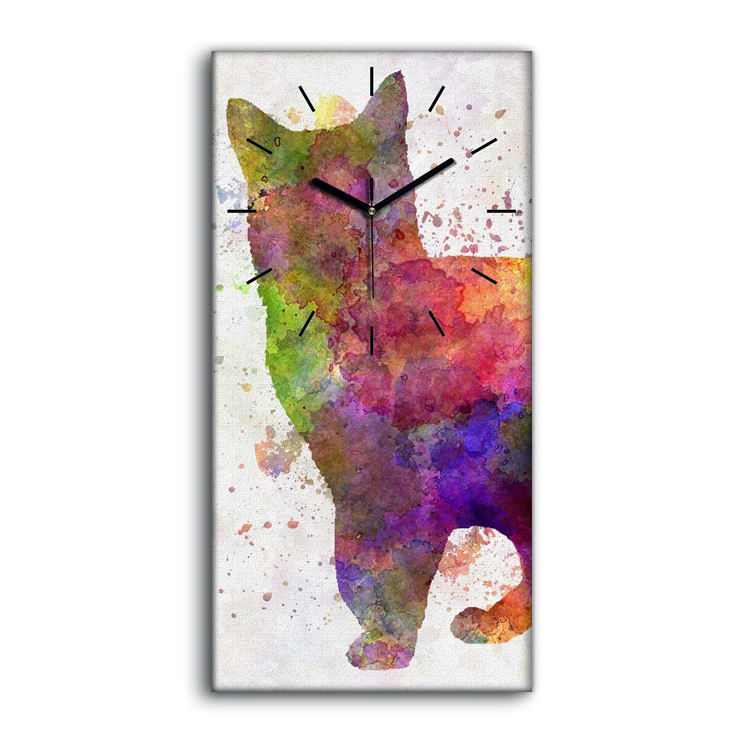 Horloge sans Tic-Tac Coloray Toile Chat Abstrait Finis les Bruits de Salon 30x60