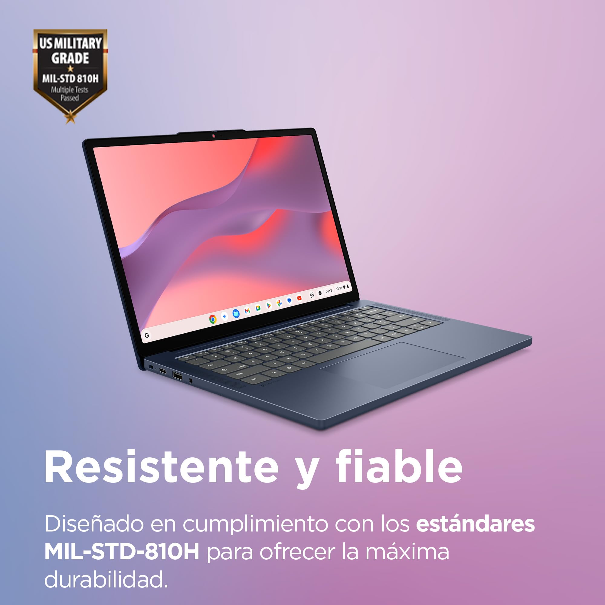 Lenovo Chromebook Gen 11 - Ordenador Portátil 14" WUXGA (MediaTek Kompanio 540, 8 GB RAM, 128 GB UFS 2.2, ChromeOS) QWERTY Español, Azul + 3 Meses Google AI Pro con Gemini Pro y 5TB