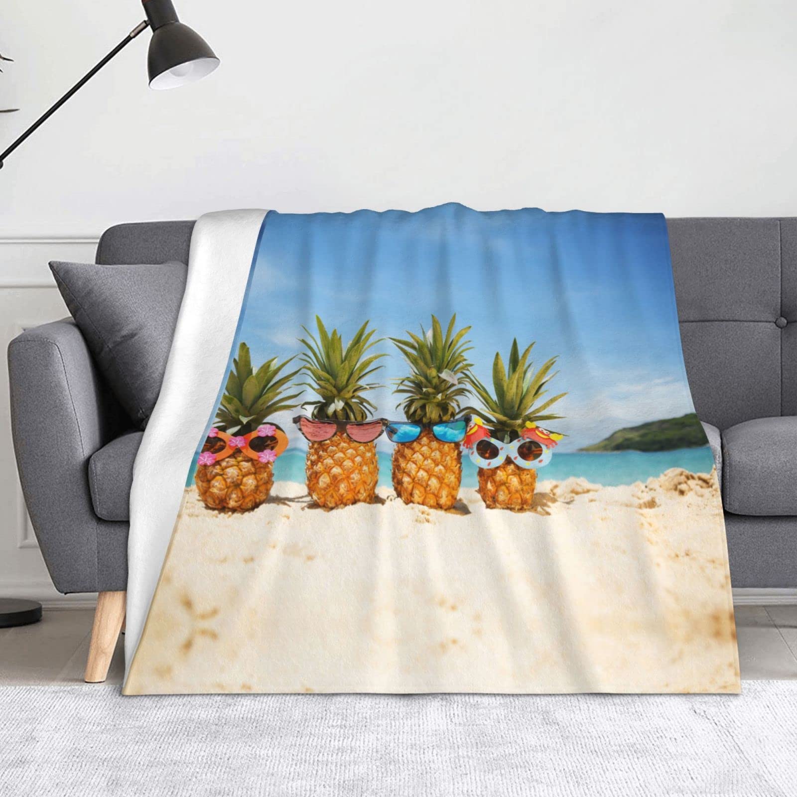 Couverture en microfibre motif ananas jeté de lit doudoune