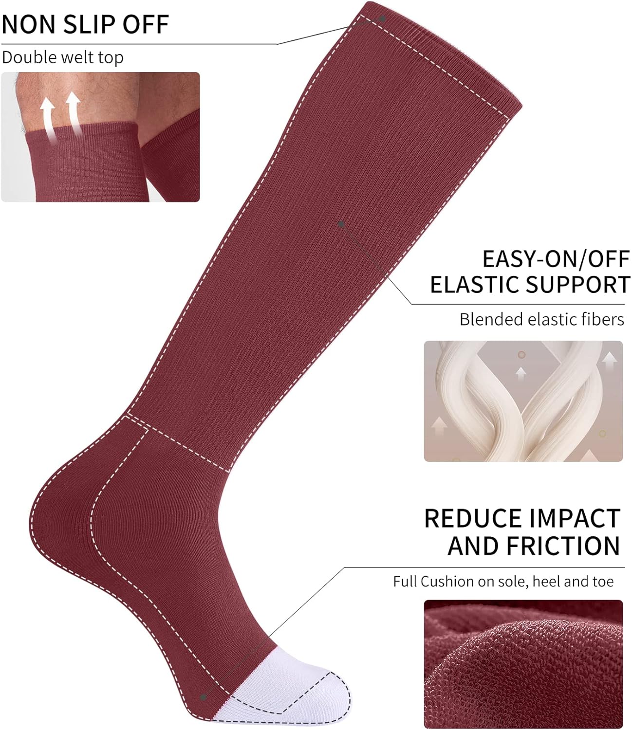 CS CELERSPORT 2/3 Pack Baseball Soccer Softball Socks for Youth & Adult Multi-sport Tube Socks - Image 4