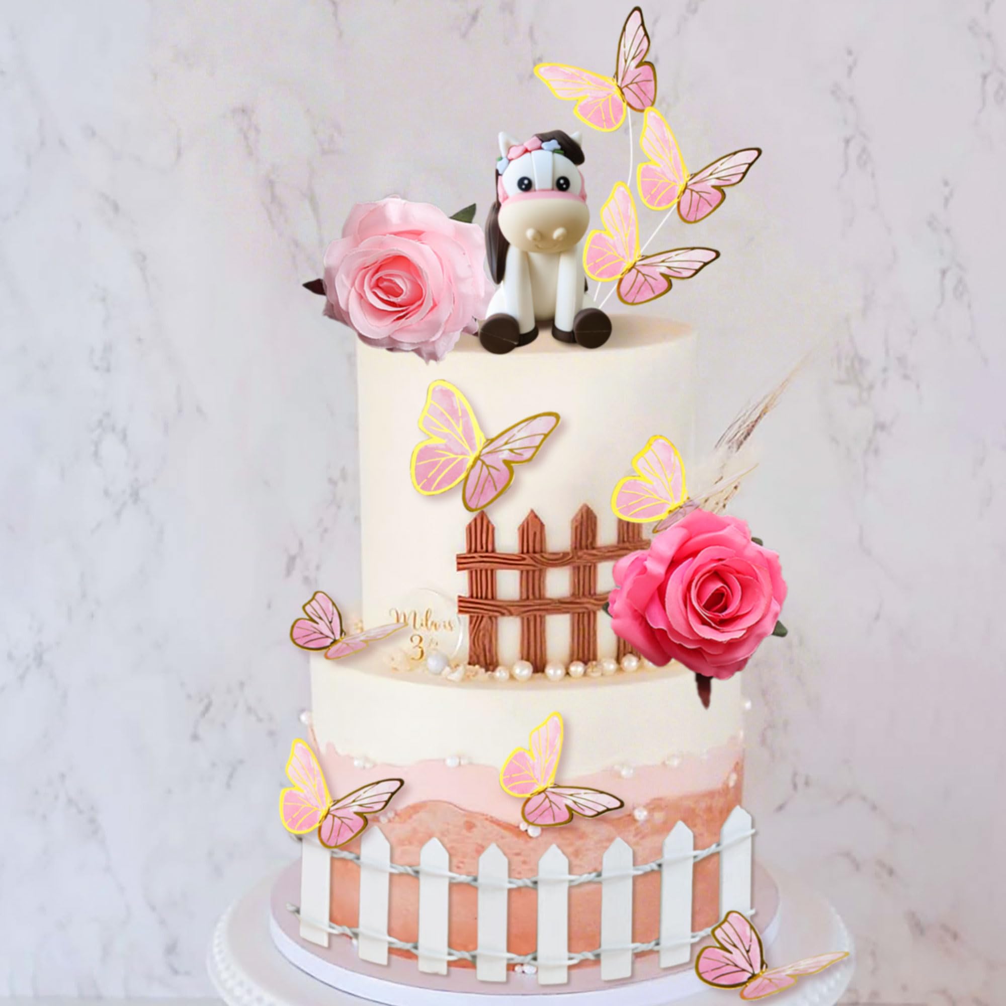 JeVenis Floral Horse Cake Decoration Cowgirl Cake Topper Girls Horse Party Decorations Horse Racing for Western Cowgirl Birthday Baby Shower - Image 4