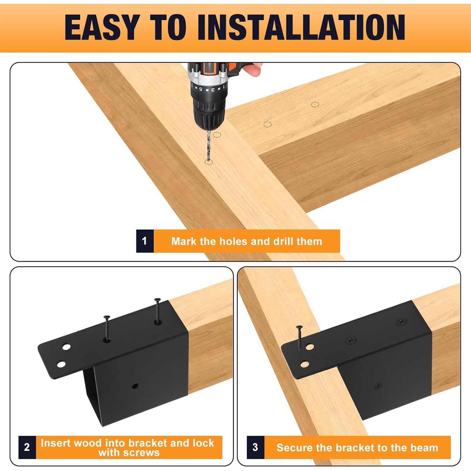 Złącza Do Dachu Pergoli 4 Sztuki Zestaw Do Montażu Pergoli Wysokiej | Akcesoria Domowe i Ogrodowe Do Budowy Wiaty Szopy Ganku Osłony Ogrodu
