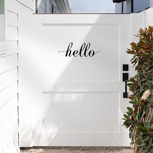 Miniatura 3 de Adhesivo de vinilo para puerta delantera, Hello para puerta delantera, calcomanía de pared de casa de campo, decoración de pared de entrada,