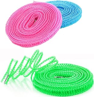YOUOWO 3 Pack Clotheslines 1.64ft Length Camping Clothesline Clothes Blue Pink Green Drying Rope Portable Windproof Travel...