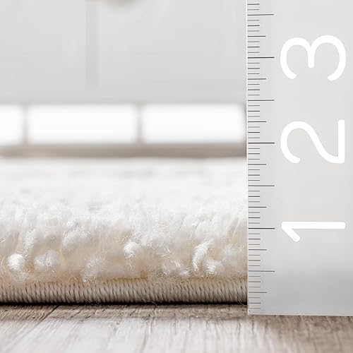 Miniatura 2 de nuLOOM Jocelyn - Alfombra tribal con borlas, redonda, 6 pies, color blanco