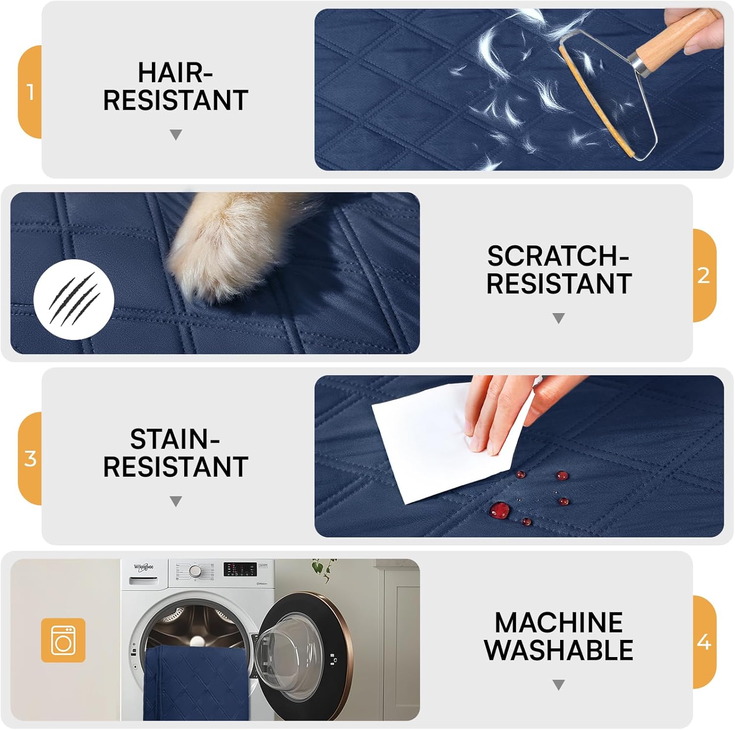 Luciphia 100% Waterproof Couch Cover Blanket for Dogs Anti-Slip Pet Couch Protector Sofa Mat Puppy Cat Blanket with Non-Slip Bottom, Navy Blue, 68x82 Inch