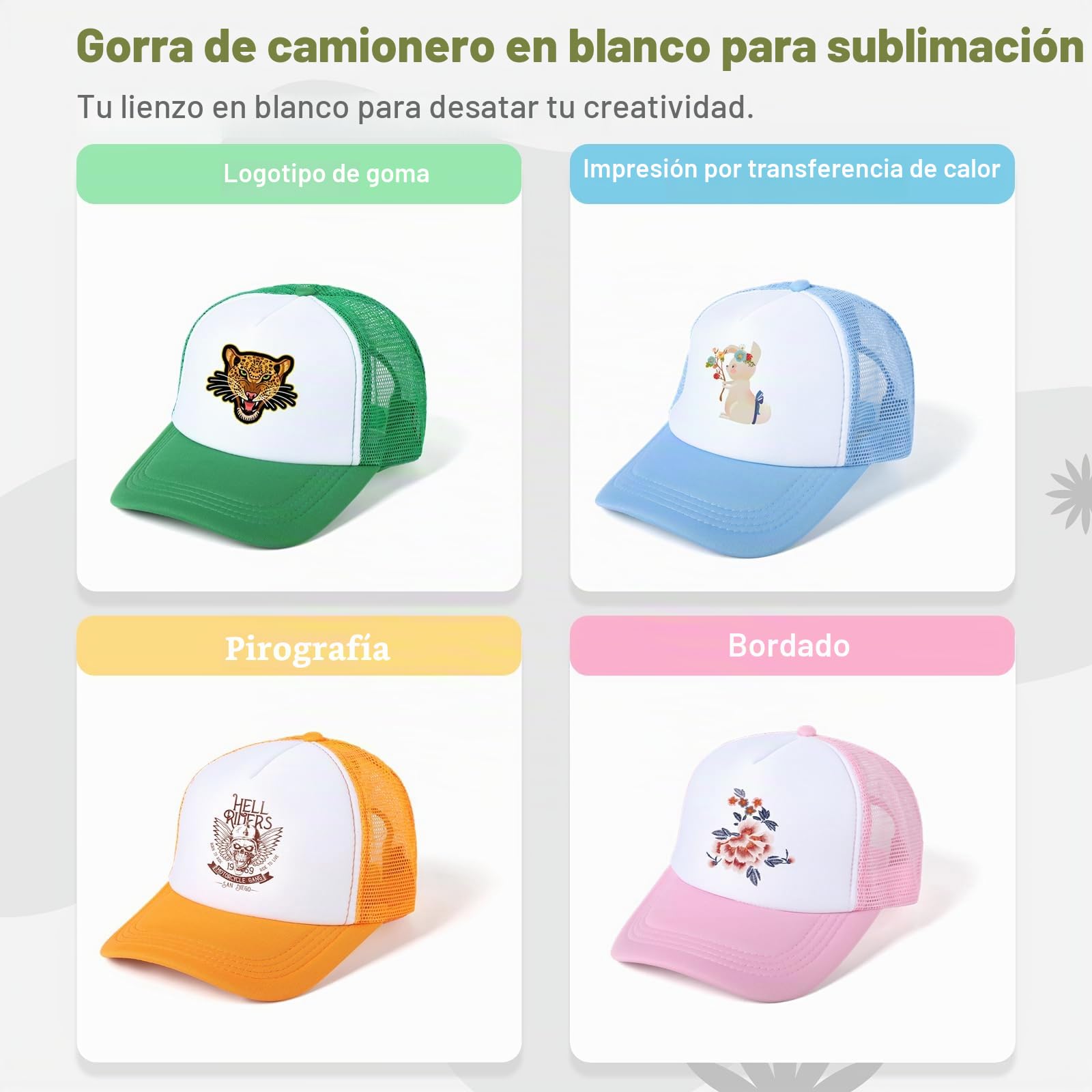 Varku 10 sombreros de camionero en blanco por sublimación, cómodos sombreros de camionero de malla de poliéster, gorras unisex de malla de béisbol, gorras de malla de verano para hombres y mujeres, 10