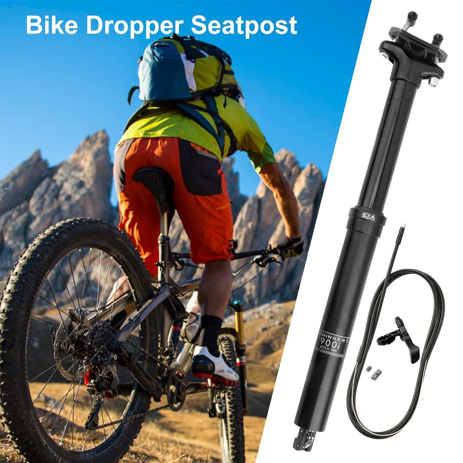 Reggisella per sollevamento per bicicletta, reggisella con contagocce idraulico - Palo di sollevamento per controllo del cavo idraulico di routing interno - Accessori per ciclismo,