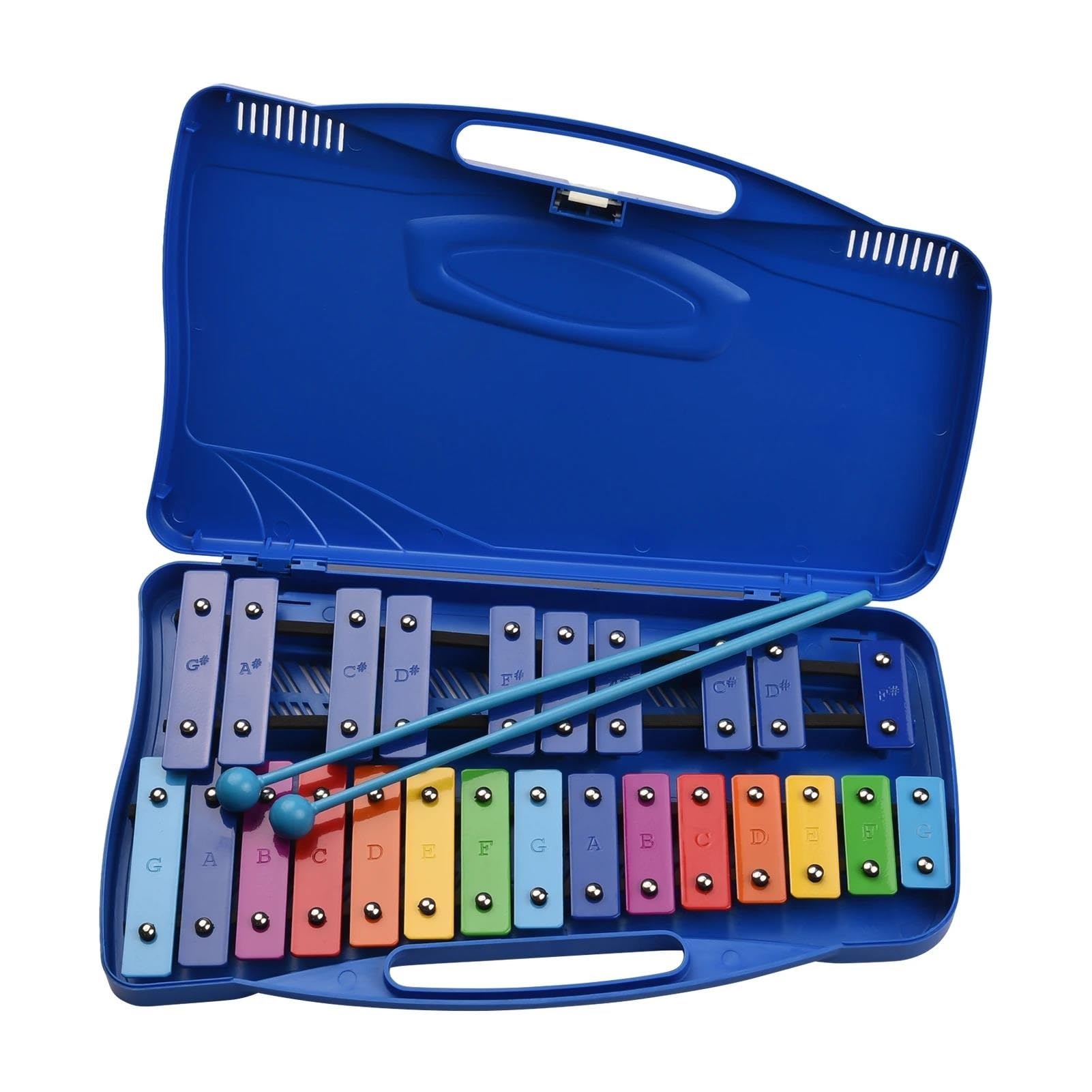 Professionnel Xylophone 25 Notes Glockenspiel Xylophone Coup À La Main Xylophone Percussion Rythme Instrument D'enseignement Musical Bleu