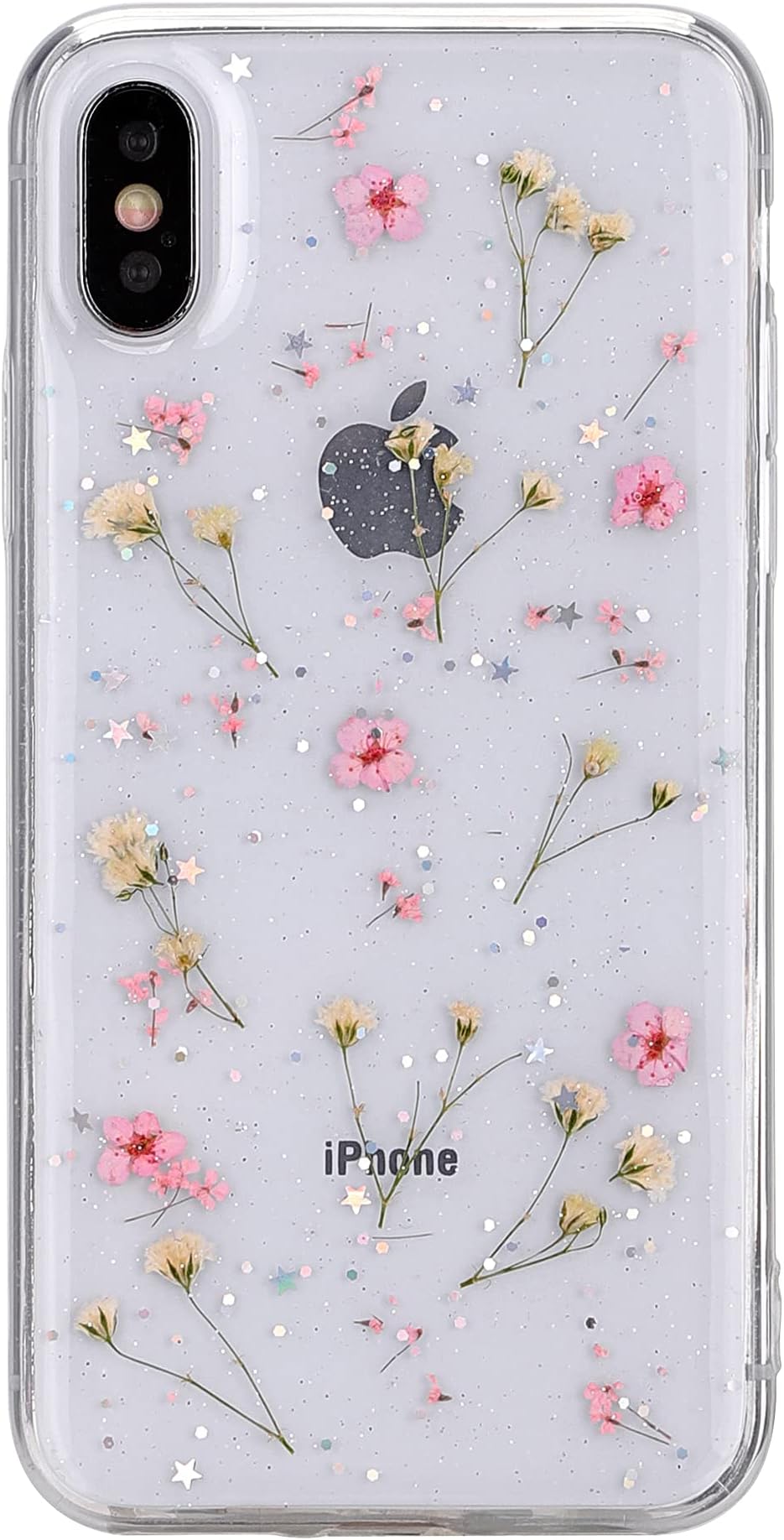 Feibili Real Flower Case for iPhone XR, Elegant Soft Silicone iPhone XR Cover with Handmade Pressed Dried Flowers, Transparent Ultra-Thin Ultra-Light Skin for iPhone XR (True Flower Feel) (B-003)