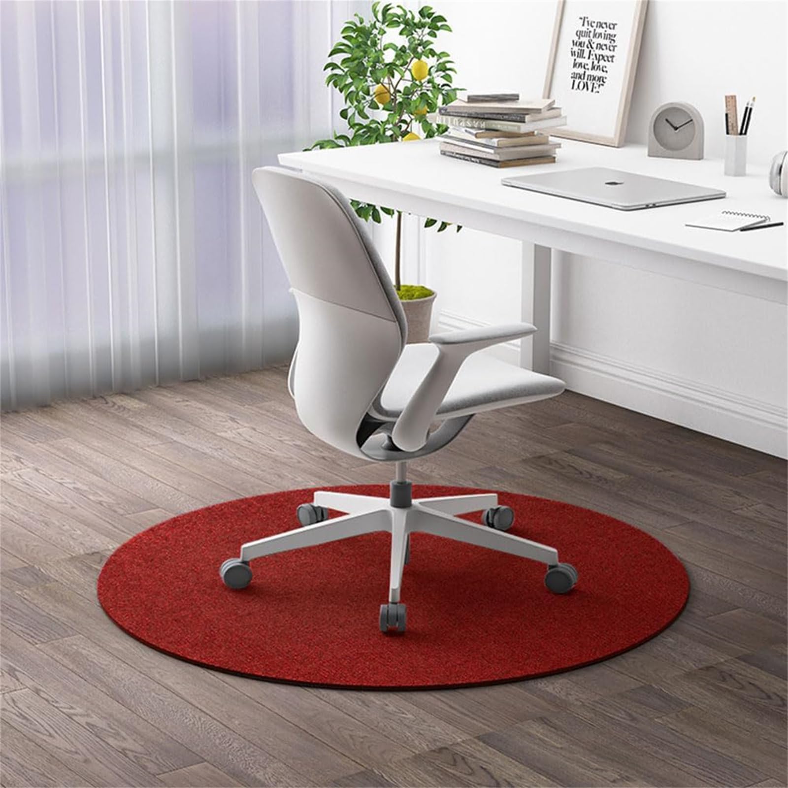Hixingo Round Office Chair Mat for Carpeted and Hardwood Floors, Non-Slip Rolling Chair Desk Rug TPE Carpet Floor Protecto-Easy Glide (Burgundy,100cm)