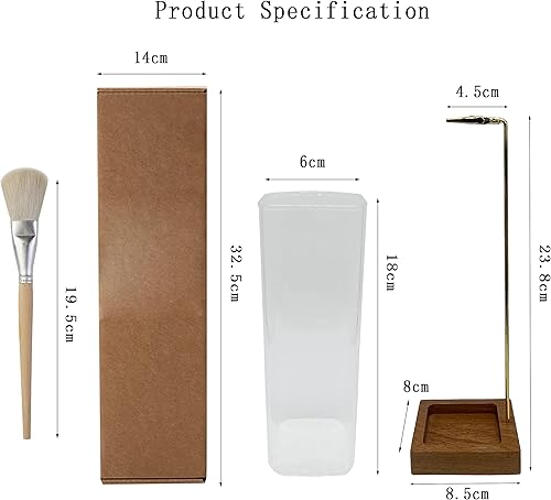 Miniatura 7 de Ceremony Soporte para incienso, soporte de incienso de madera para palos con colector de cenizas de vidrio, quemador de incienso anticenizas (con 20