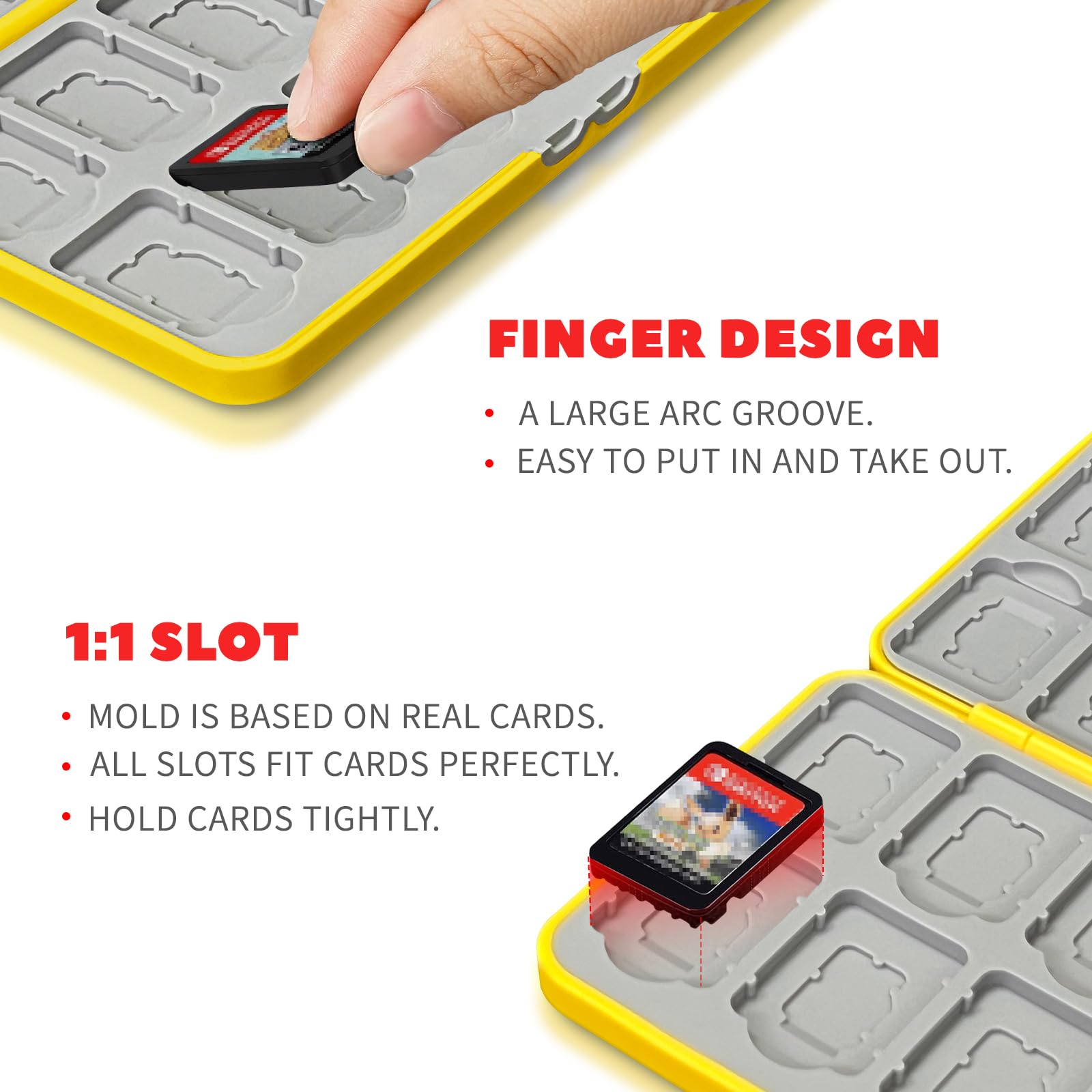 doepeBAE Custodia per Schede di Gioco, Custodie Giochi Switch, Switch Game Card Case, Scatola per Carte con Fodera in Silicone, Con 24 Slot per Cartucce di Gioco e 24 Slot per Schede SD (24C) - 3