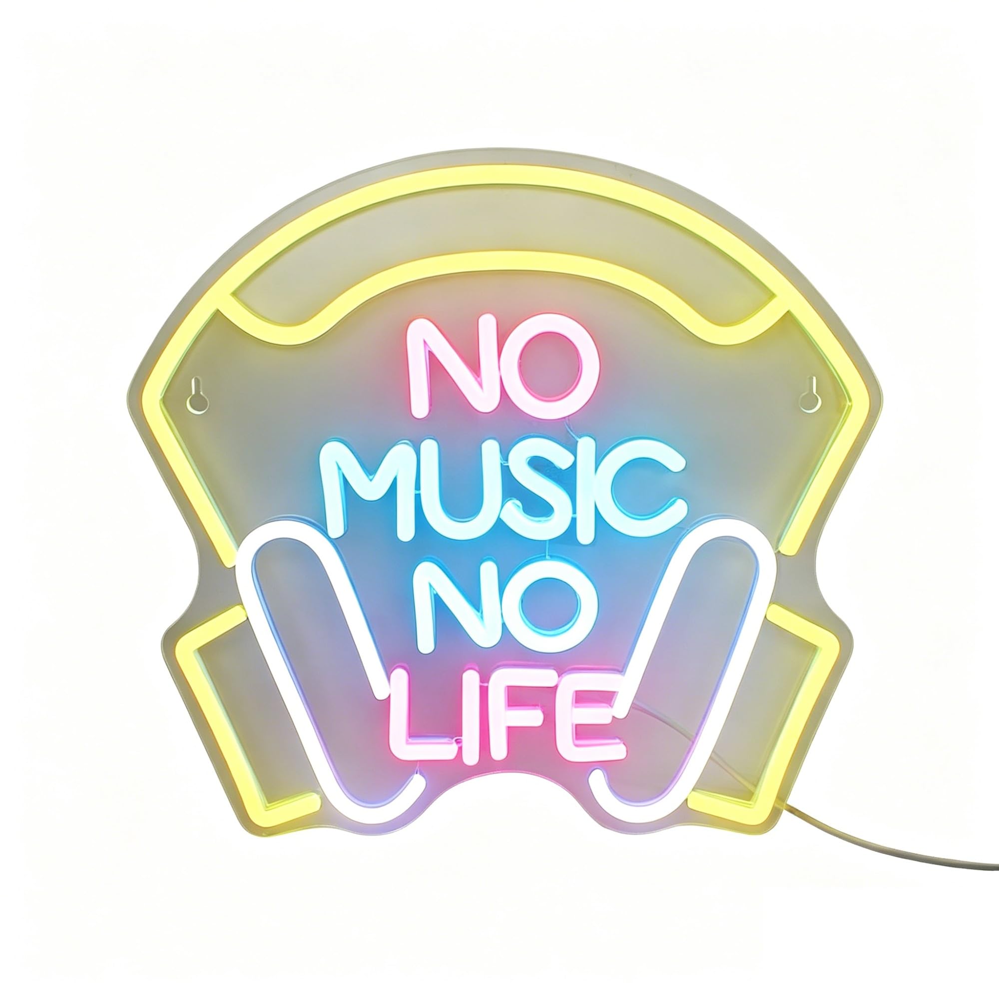 Dimmable Neon Music Sign for Rock Bar, Nightclub & Festival Decor(No music no life (32.5 * 34cm))
