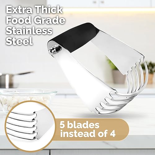 Miniatura 5 de Zulay Kitchen Licuadora de masa cortador de pastelería de acero inoxidable cortador de masa resistente con cuchillas licuadora de pastelería y