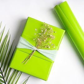 RUSPEPA Lime Green Wrapping Paper Solid Color - Mini Roll - for Christmas, Wedding, Birthday, Shower, Congrats, and Holiday - 17 Inches X 32.8 Feet