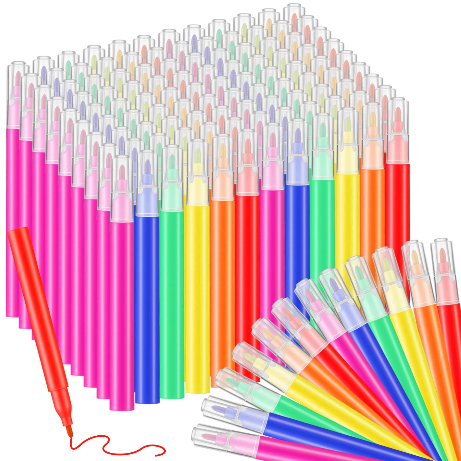 Fuyoooo 300 mini marcadores de colores a granel, punta de 0.8 mm, 6 colores vibrantes de 3.5 pulgadas, marcadores portátiles de colores cortos para obras de arte, graffiti, fiestas, pintura de vidrio