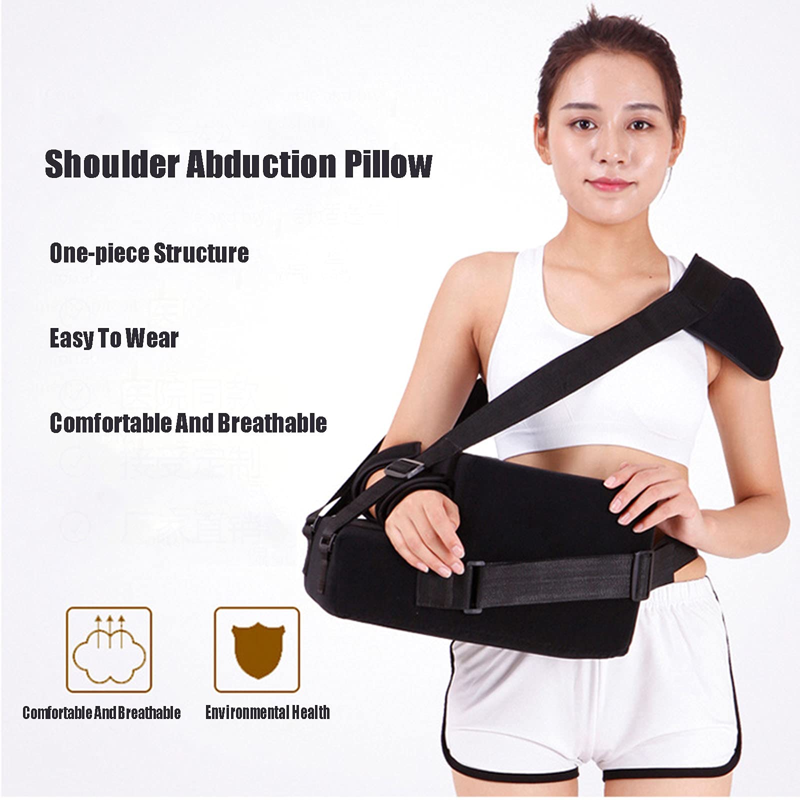 Soporte de Hombro con Cabestrillo Ajustable para el Brazo con Vendaje, Soporte cómodo y Transpirable para húmero dislocado, Hombro dislocado con Almohadilla Lumbar y Bola de Agarre,Right